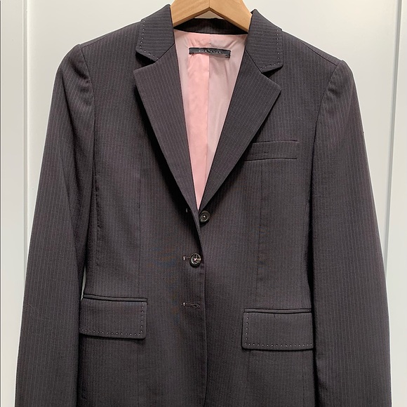 Elie Tahari Eggplant Pinstripe Wool Blazer - Picture 1 of 5